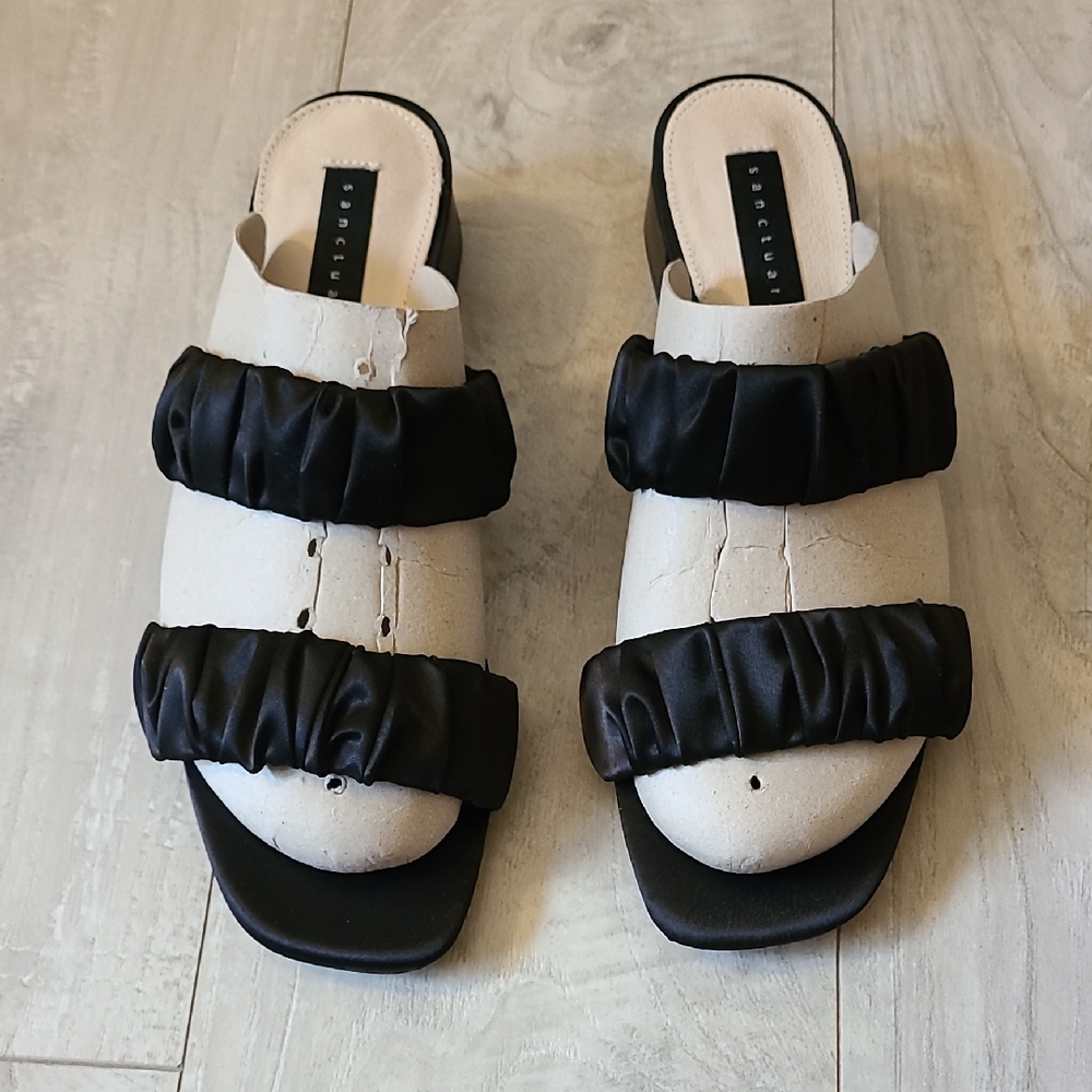 Sanctuary Satin Ruched Sandals